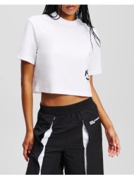 karl lagerfeld jeans klj reg cropped monogram tee a2w17076-100 white