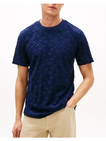 tommy hilfiger aop flag jacquard tee mw0mw42381-dcc navyblue