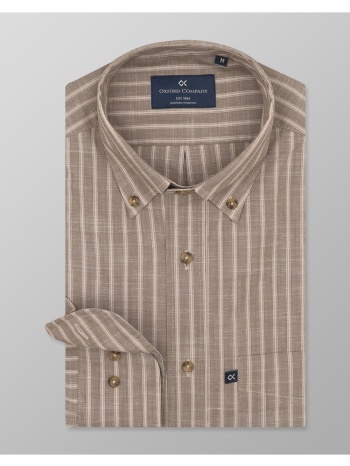 oxford company button down πουκαμισο f121-bz10.01-01 biege