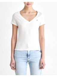 tommy jeans tjw v-neck tee dw0dw20458-ybl offwhite