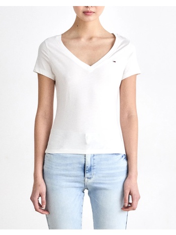 tommy jeans tjw v-neck tee dw0dw20458-ybl offwhite