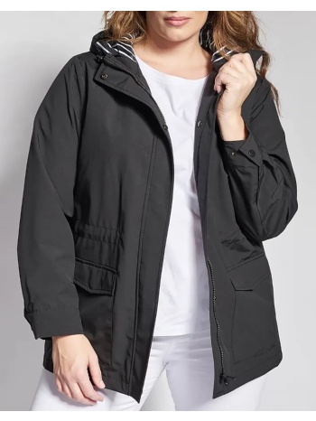 parabita αδιάβροχο παρκά τζάκετ με ριγέ κουκούλα