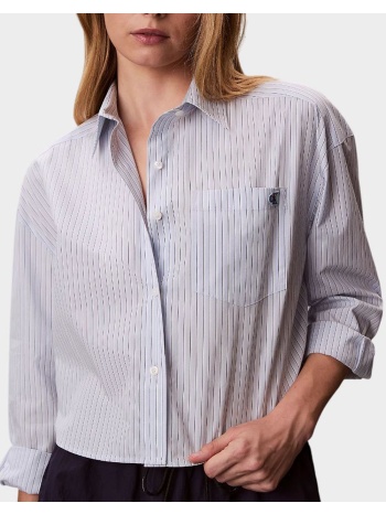 calvin klein jeans yarndye cotton poplin cropped sh