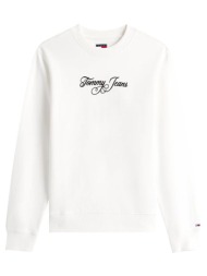 tommy jeans tjw reg ess logo 1 crew ext dw0dw21922-ybl offwhite