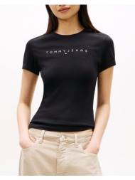 tommy jeans tjw slim linear tee ext dw0dw18398-0gk black
