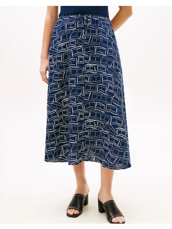 tommy hilfiger ess linen flare midi skirt ww0ww50753-0gy