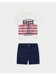 guess set ss t-shirt+knit den shorts σετ παιδικο boy i6rg09k6xn1-g011 white