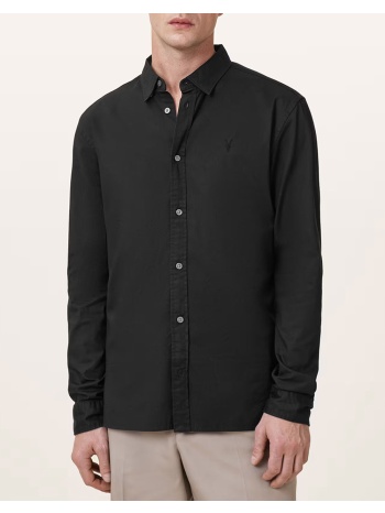 all saints hawthorne ls shirt m150sb-black-black black