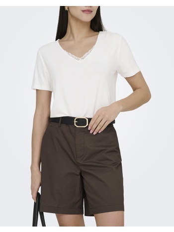 only onlrilla s/s v-neck lace top jrs 15369760-cloud dancer