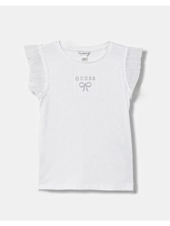 guess rib ss t-shirt w/mesh μπλουζα παιδικο girl