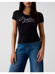 guess ss cn guess script tee μπλουζα γυναικειο w6ri24j1314-jblk black