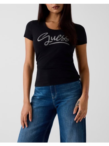 guess ss cn guess script tee μπλουζα γυναικειο