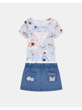 guess set ss t-shirt+kintdenim skirt σετ παιδικο girl