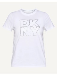 dkny dp6t1533 logo μπλουζακι κοντομανικο dkny dp6t1533-wht white