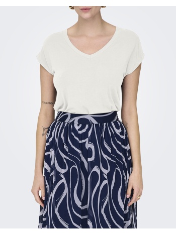 only onlrilla s/s v-neck top jrs 15315776-cloud dancer white