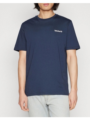 timberland small linear logo print tee tb0a5qqt-433 darkblue