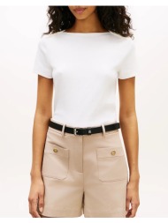 tommy hilfiger gold button slim ss tee ww0ww49250-ybl ecru