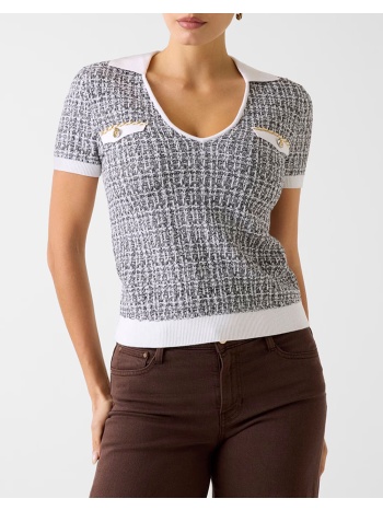 guess ss vn collar annabelle swtr πλεκτο γυναικειο