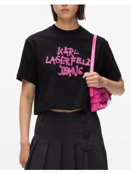 karl lagerfeld jeans klj reg cropped graffiti tee b1w17054-999 black