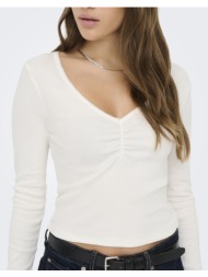 only onlbetty l/s scallop v-neck cc jrs 15365756-cloud dancer offwhite