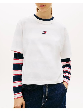 tommy jeans tjw bxy badge tee ext dw0dw22202-ybl offwhite
