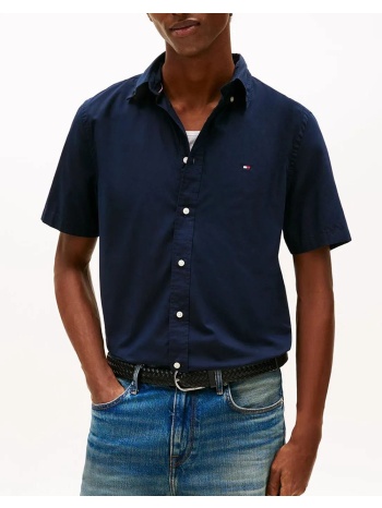 tommy hilfiger flex poplin solid s/s shirt mw0mw42248-dw5