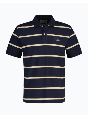 gant μπλουζα κμ striped ss polo 3g2014094-433 darkblue