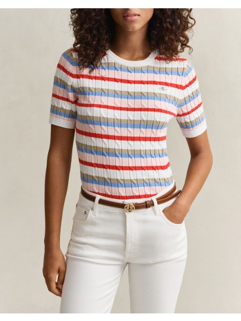 gant πουλοβερ κμ stretch cotton cable stripe ss