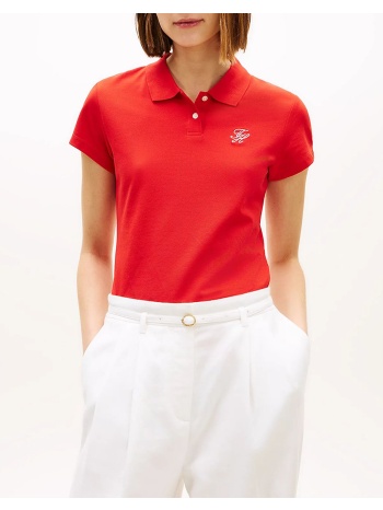 tommy hilfiger th script slim ss polo ww0ww49259-sne firered