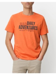 camel t-shirt κ.μ. printed c261-409700-7t17-66 orange