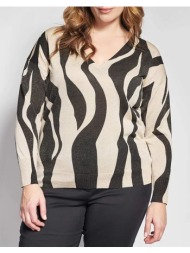 parabita μπλούζα λεπτή πλεκτή animal print με λούρεξ λάμψη 012610107782-007 multi