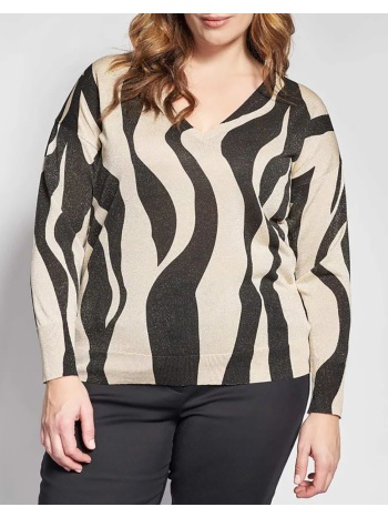 parabita μπλούζα λεπτή πλεκτή animal print με λούρεξ λάμψη