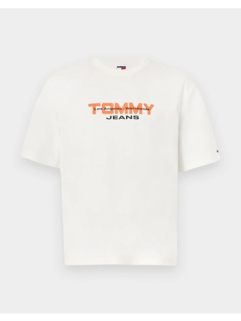 tommy jeans tjm 90s tj block ss tee dm0dm22550-ybl ecru