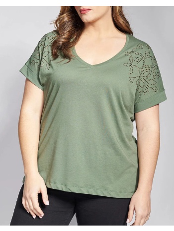 parabita βαμβακερό t-shirt με σχέδια με τρουκς στους ώμους