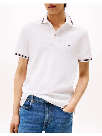 tommy hilfiger tipped slim fit polo mw0mw37346-ybr white