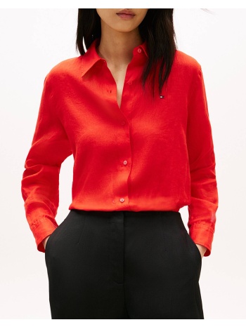 tommy hilfiger ess linen relaxed shirt ww0ww44679-sne red