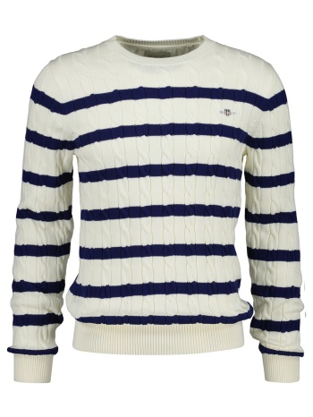 gant πουλοβερ μμ striped cotton cable c-neck 3g8050609-130