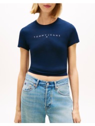 tommy jeans tjw slim linear tee ext dw0dw18398-0g0 darkblue