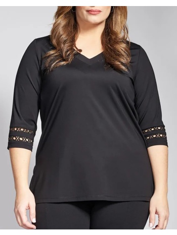 parabita μπλούζα punto με v μανίκι 3/4 με διακόσμηση