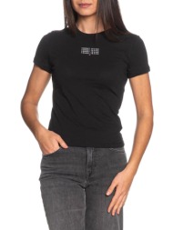 tommy jeans tjw slim multi linear ss tee dw0dw21841-bds black