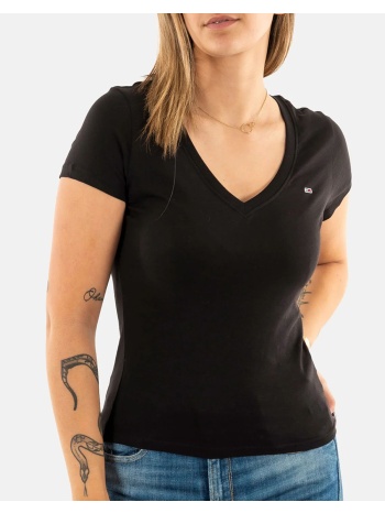 tommy jeans tjw v-neck tee dw0dw20458-bds black