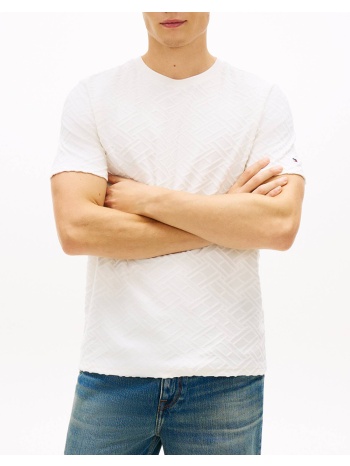 tommy hilfiger aop flag jacquard tee mw0mw42381-z00 ivory