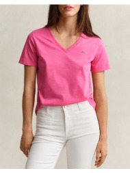 gant μπλουζα κμ reg shield ss v-neck t-shirt 3gw4200750-661 fuchsia