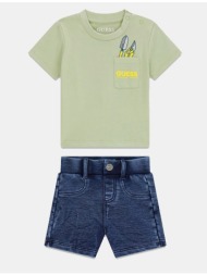 guess set ss t-shirt+knitdenim short σετ παιδικο boy i6rg16k8hm4-g8cr lightgreen