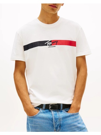 tommy jeans tjm reg signature stripe t ext dm0dm22539-ybl
