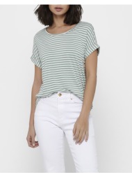 only onlmoster stripe s/s o-neck top jrs noos 15206243-jadeiteclouddancer green