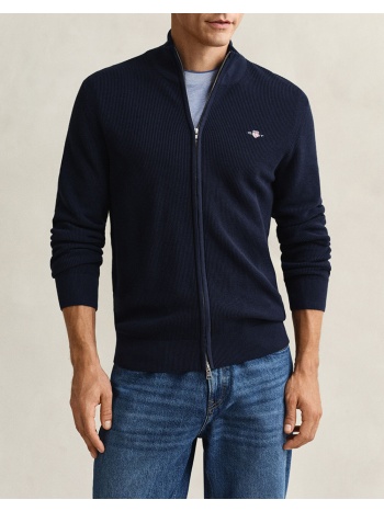 gant ζακετα πλεκτη micro textured cotton zip cardigan