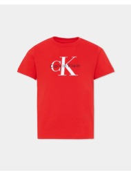 calvin klein jeans ck monogram ss t-shirt iu0iu00715-2y-7y-x0a red