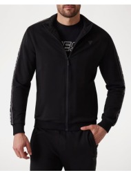 guess full zip new arlo sweatshirt φουτερ ανδρικο z2yq12k6zs1-jblk black