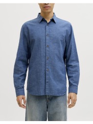 jack&jones jjesummer linen blend shirt l/s sn 12289174-navy blazer denimblue